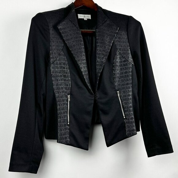 Kate Rosy Petite | Black Blazer Jacket | Faux Crocodile Panel | Size PL - Picture 2 of 15
